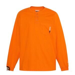 Timberland PRO Men's Cotton Core Flame-Resistant Long-Sleeve Henley-Large-Orange